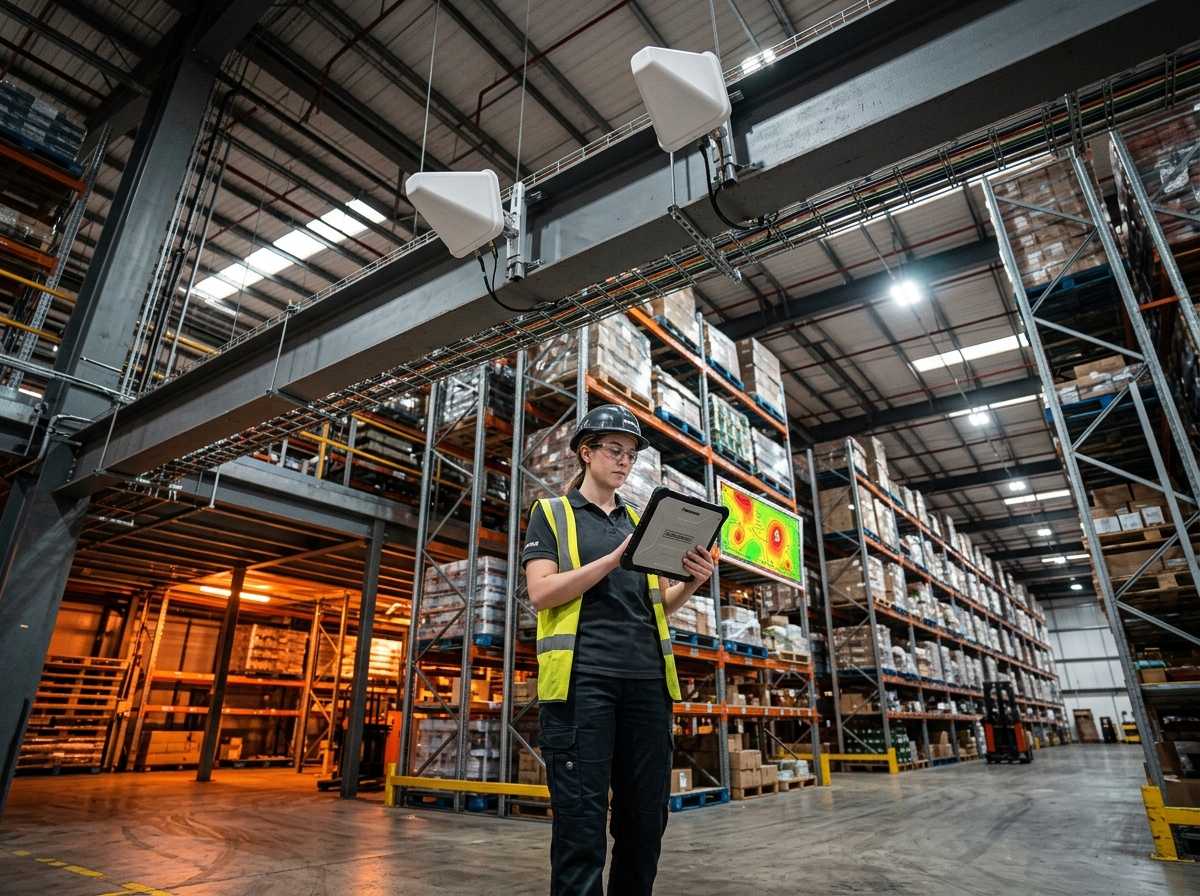 Industrial Warehouse Wi-Fi Access Point and Directional Antenna Survey