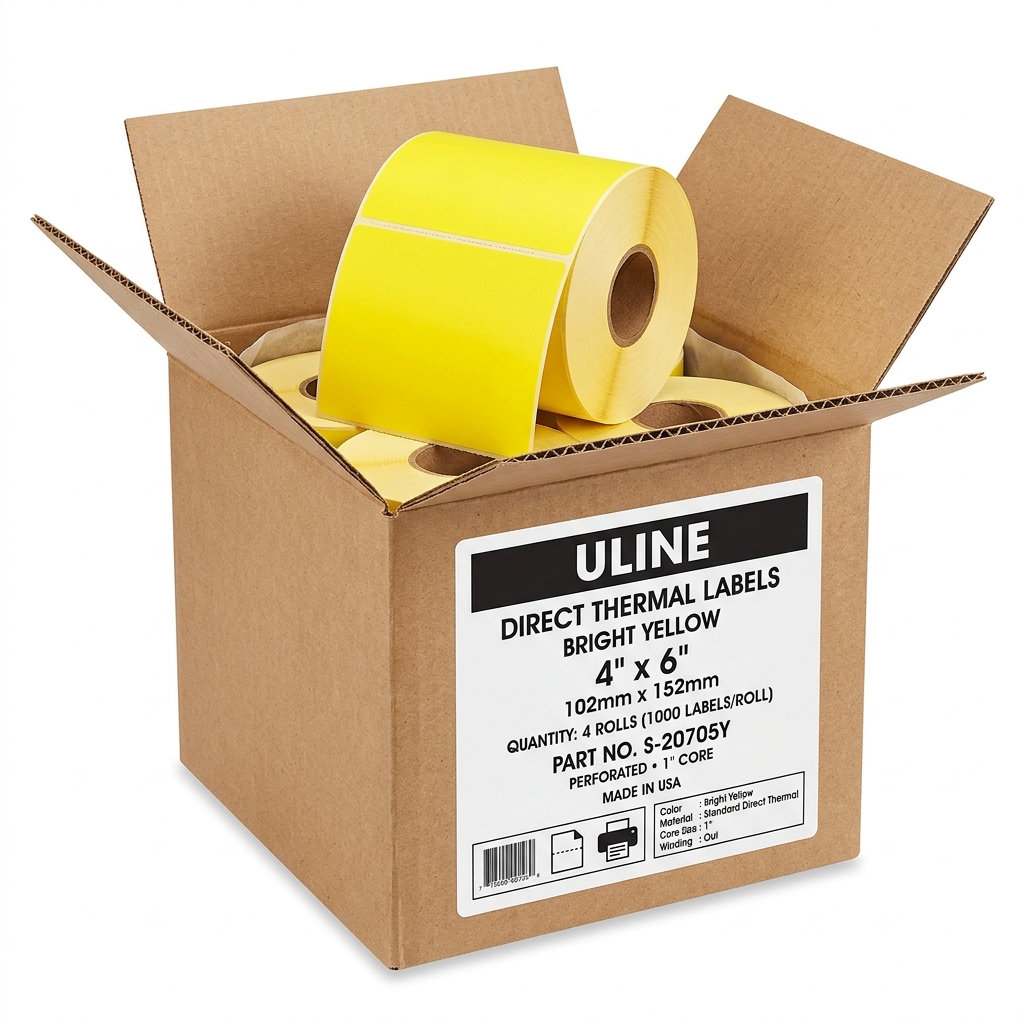 4x6 Yellow Direct Thermal Labels Uline S-7437Y